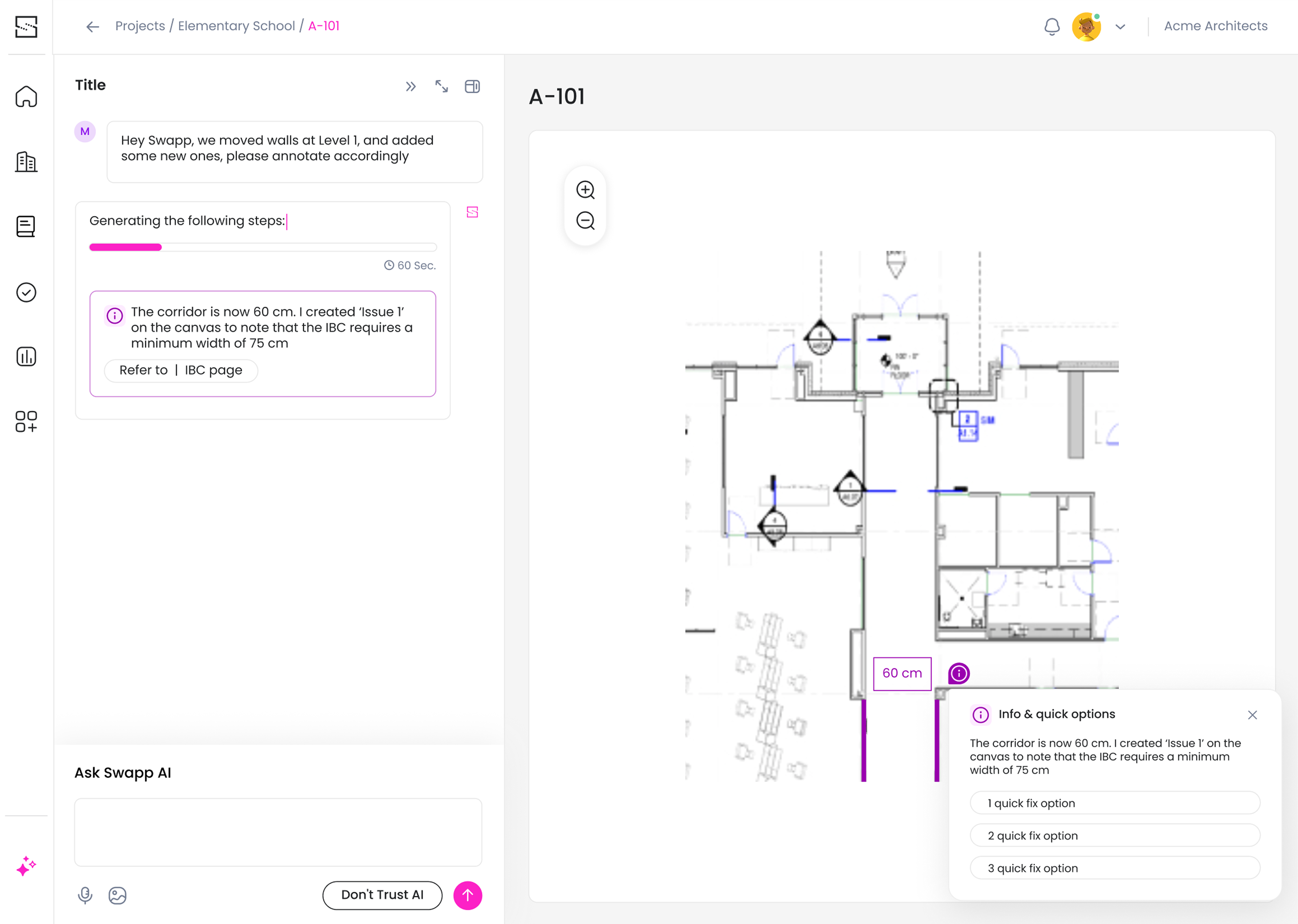 SWAPP.AI conversation step 03 showing reviewable quick options