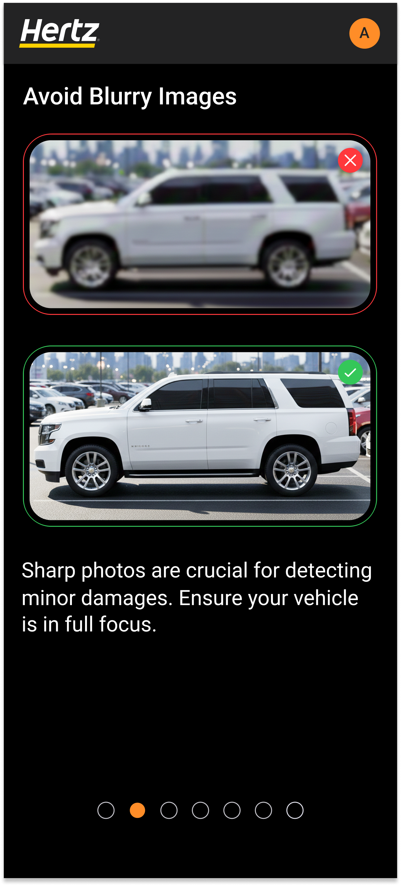 Avoid blurry images tutorial screen