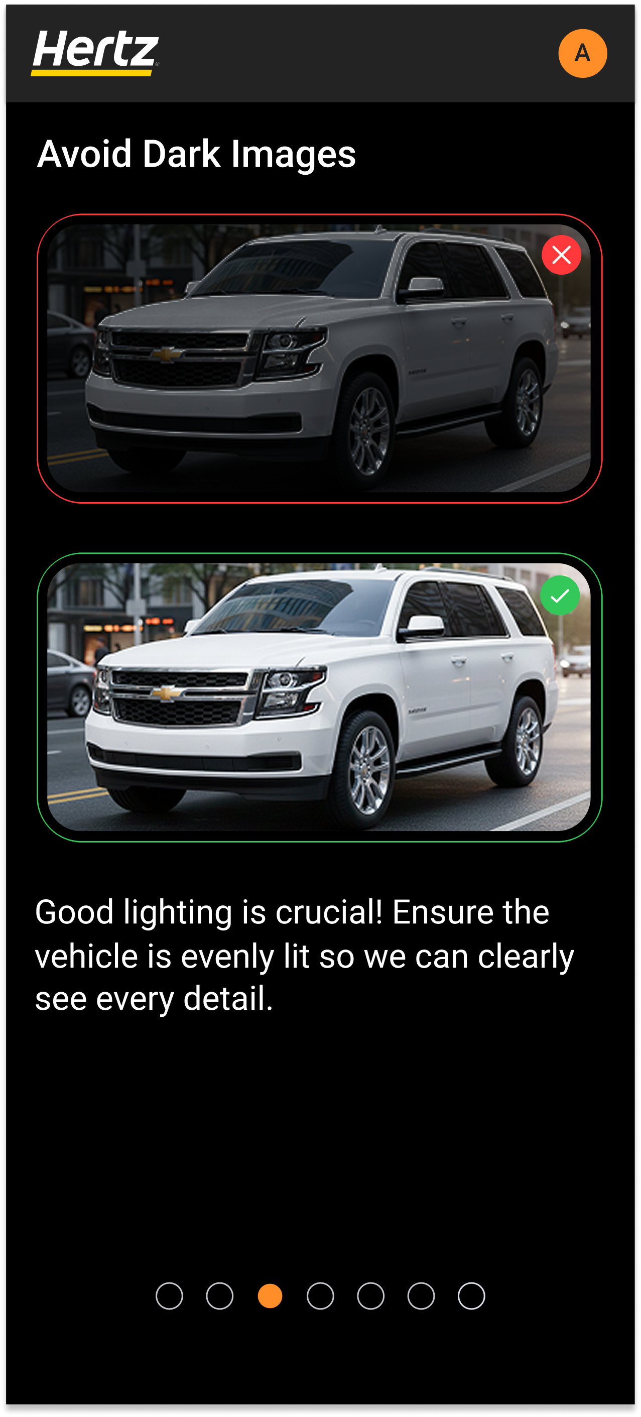 Avoid dark images tutorial screen